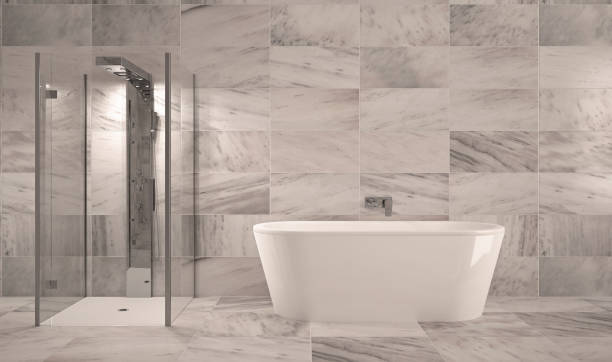 istock luxury clean spa bathroom interior with ceramic bathtub 1199433595