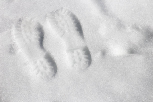 istock The footprint in snow and natural sunlight. 1199433646