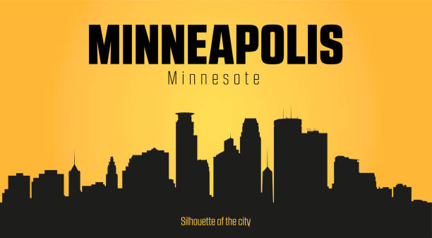 Minneapolis Minnesota city silhouette and yellow background. Minneapolis Minnesota city silhouette. Minneapolis Minnesota city silhouette and yellow background. minneapolis illustrations stock illustrations
