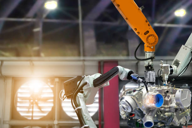 istock Technology for producing parts with a mechanical robot arm 1199436159