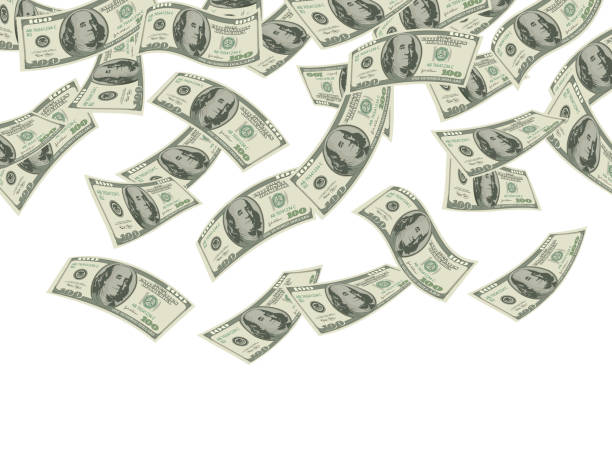 para düşüyor. i̇ş kavramı dolar banknotlar nakit yağmur ekonomik yatırım ürünleri servet vektör arka plan - money stock illustrations