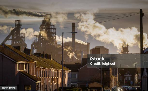 Port Talbot Steel Works Stock Photo - Download Image Now - Steel Mill, Air Pollution, UK