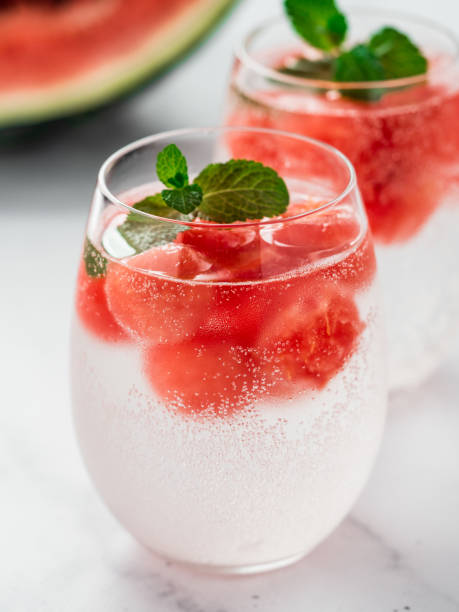 istock Watermelon ice with sparkling water in glasses 1199440239