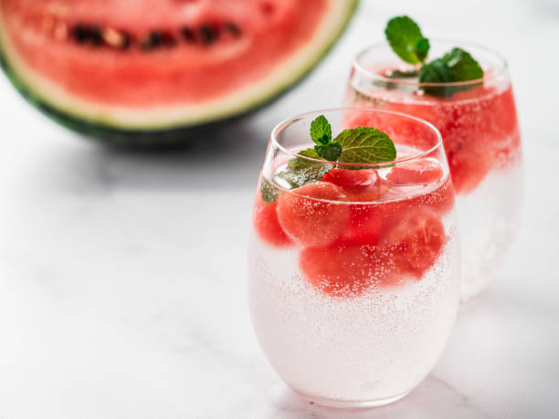 istock Watermelon ice with sparkling water in glasses 1199440255