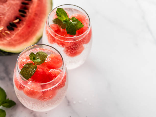 istock Watermelon ice with sparkling water in glasses 1199440263