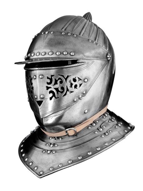 istock Knights medieval helmet isolated on white 1199441382