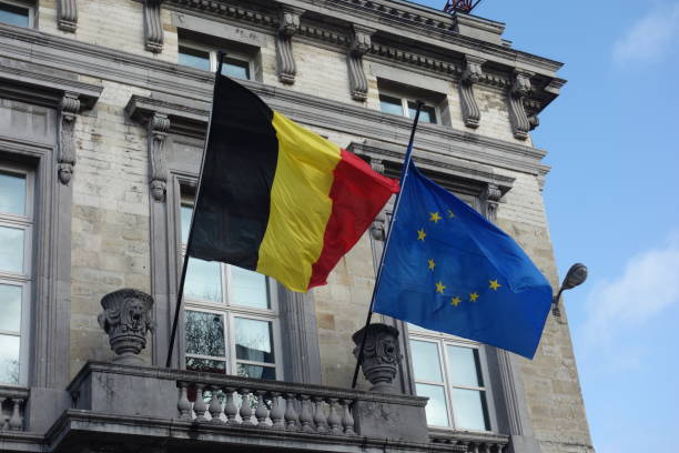 istock Belgian and European Union flags 1199441604