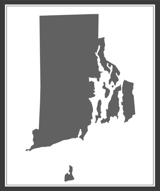 Rhode Island outline vector map cartography Printable map of Rhode Island state of United States of America. The map is accurately prepared by a map expert. westerly rhode island stock illustrations