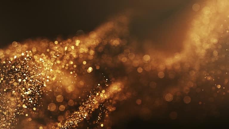 4k Abstract Particle Wave Bokeh Background - Gold, Award, Luxury, Christmas - Beautiful Glitter Loop