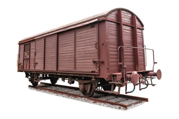 Photo of old freight wagon on white