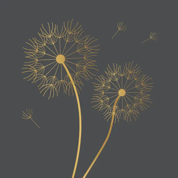Vector illustration of golden dandelion icon