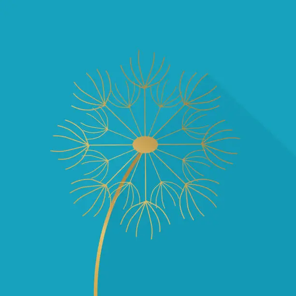 Vector illustration of golden dandelion icon