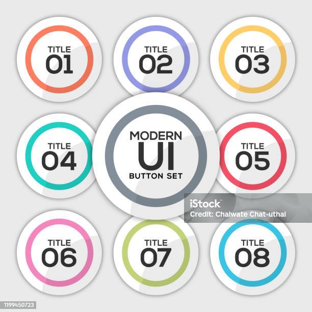 Modern User Interface Circle Button Set Stock Illustration - Download ...