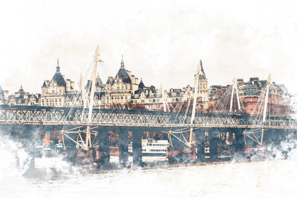 istock London - Watercolor Painting 1199454316