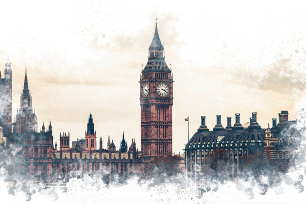 istock London - Watercolor Painting 1199454367