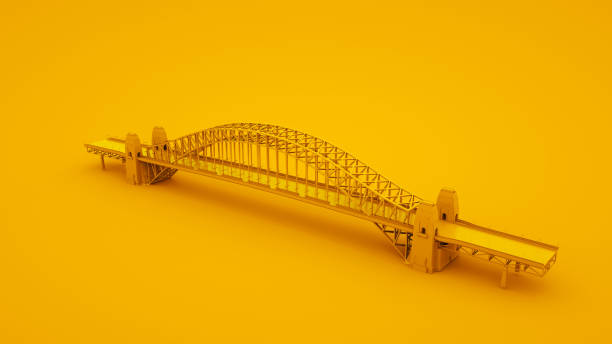 istock Bridge on yellow background. Minimal idea concept, 3d illustration 1199455099