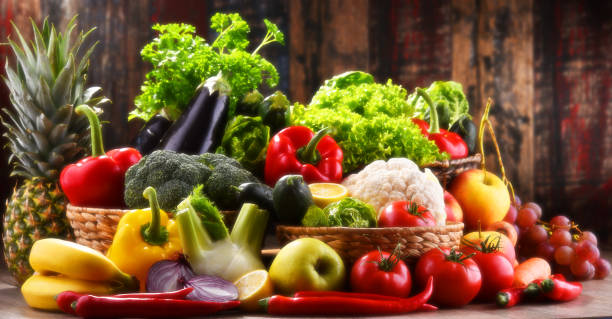 istock Composition with assorted organic vegetables and fruits 1199458150