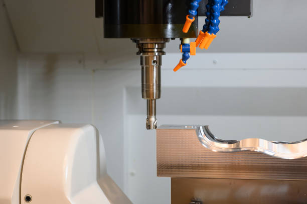 istock The CNC milling machine finishing cut the injection mold parts by indexable  solid ball  endmill tools. 1199458915
