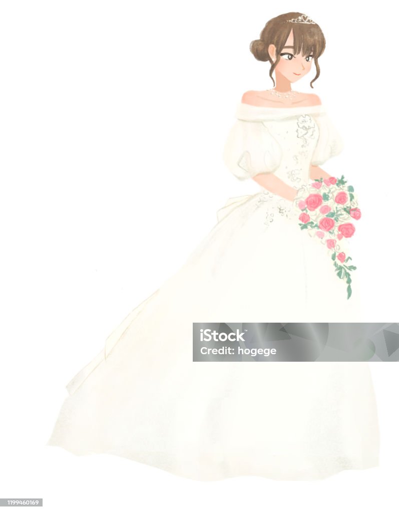웨딩 드레스를 입은 신부 결혼식에 대한 스톡 벡터 아트 및 기타 이미지 - 결혼식, 여자, 여자만 - Istock