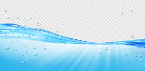 Water Waves With Air Bubbles And Sunbeams On Transparent Background ...