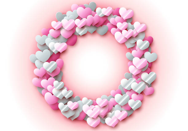 istock Valentines Day card with scattered colorful foil hearts 1199463916