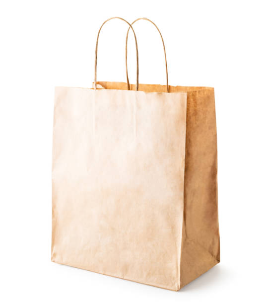 istock Paper bag with handles close-up on a white. Isolated 1199464165
