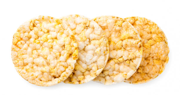 istock Round rice bread on a white background. The view of top 1199464235