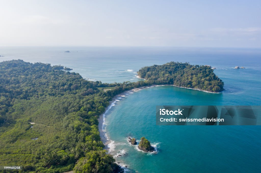 Drone view of Manuel Antonio national park in Costa Rica Manuel Antonio National Park Stock Photo