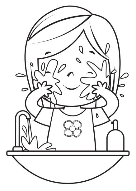 Coloring Book Girl Washing Face Stock Illustration - Download Image Now -  Cartoon, Line Art, Positive Emotion - iStock
