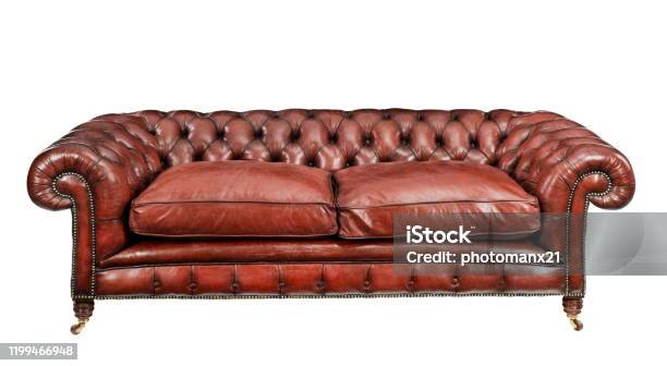 Desmantelar Comercialización Simplemente desbordando Antique Old Vintage Brown Leather Studded Cushioned Couch Sofa Stock Photo  - Download Image Now - iStock