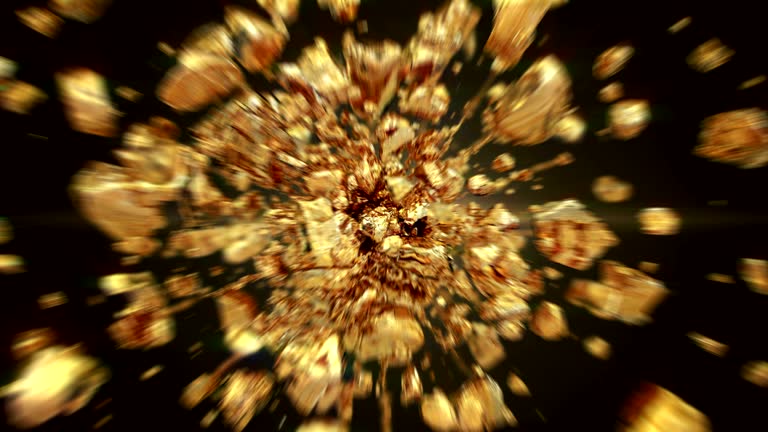 Exploding gold gemstones in 4K