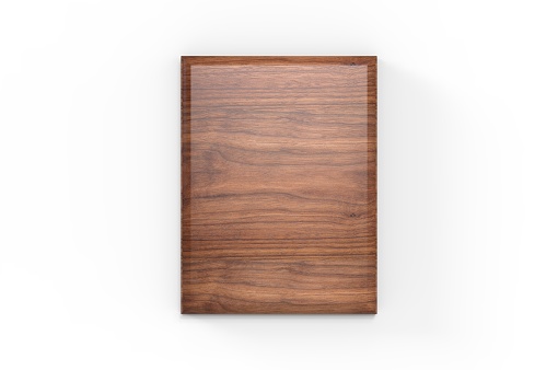 Plantilla de placa de madera en blanco y mock up. Ilustración de renderización 3d. photo