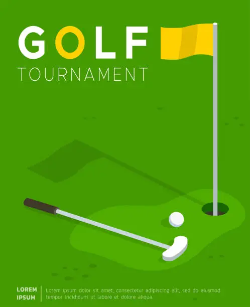 Vector illustration of Golf tournament promo poster flat vector template