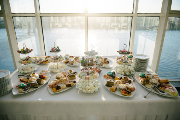 istock Sweet dessert table at a wedding.Cakestand at a wedding 1199472831