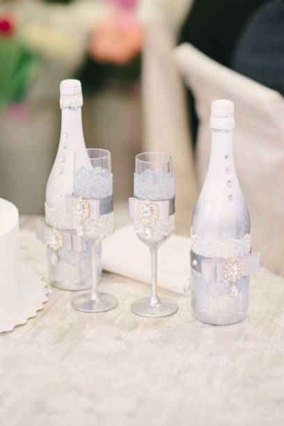 Table decoration on the wedding day.
