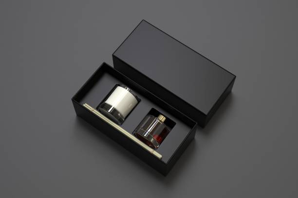 istock Blank Reed Diffuser Gift Set Boxed Aroma Rattan Stick Fragrance Scent Perfume For Template. 3d render illustration. 1199473695