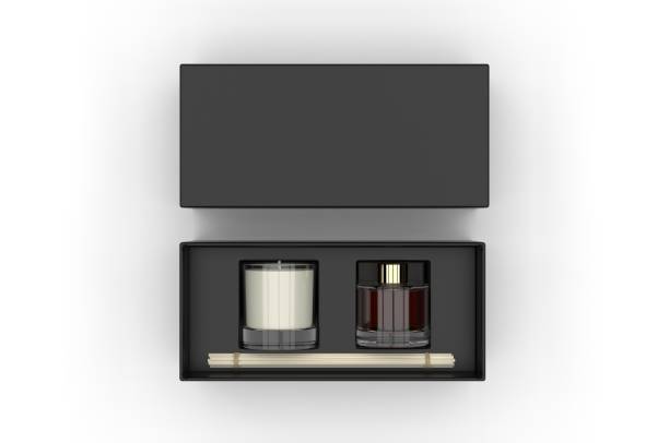 istock Blank Reed Diffuser Gift Set Boxed Aroma Rattan Stick Fragrance Scent Perfume For Template. 3d render illustration. 1199473718