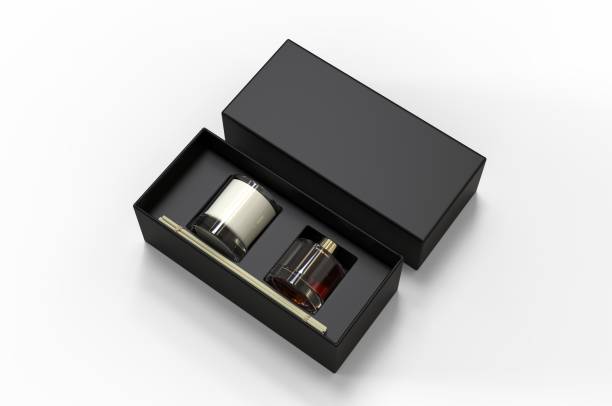 istock Blank Reed Diffuser Gift Set Boxed Aroma Rattan Stick Fragrance Scent Perfume For Template. 3d render illustration. 1199473724