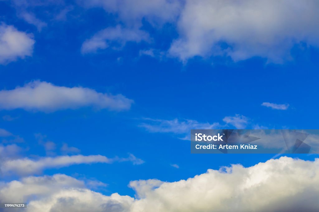 blue sky white clouds simple background landscape scenery view, copy space Backgrounds Stock Photo