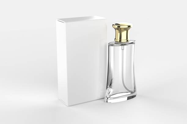 istock Blank perfume bottle and box for branding. 3d render illustration. 1199475504