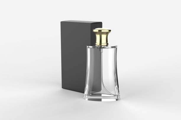 istock Blank perfume bottle and box for branding. 3d render illustration. 1199475601