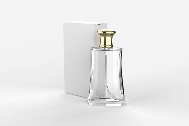 istock Blank perfume bottle and box for branding. 3d render illustration. 1199475621