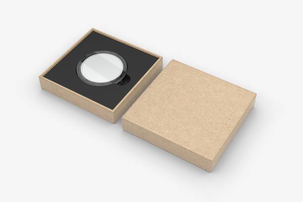 istock Blank proof coin in plastic case and paper box. 3d render illustration. 1199476325