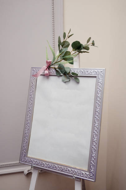 istock Blank white poster on stand at the holiday 1199477159