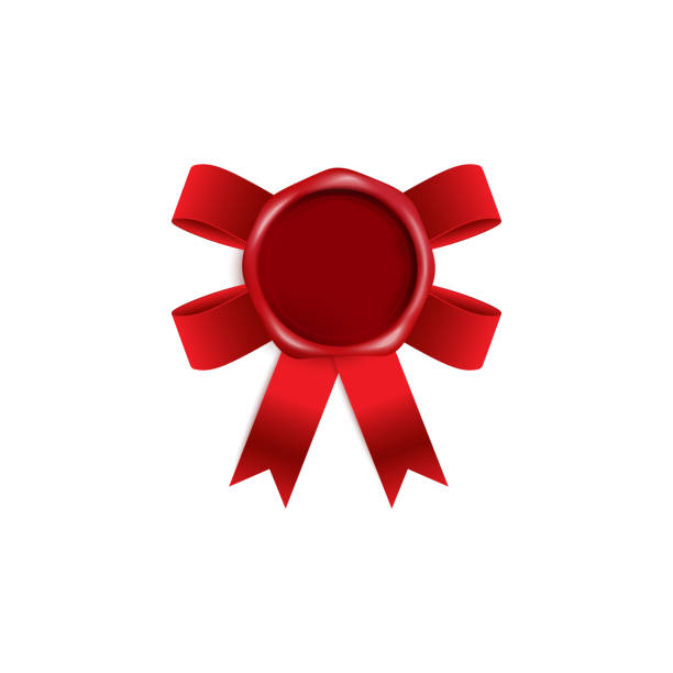 istock Blank red wax seal with red ribbon bow behind it - isolated vector illustration 1199477582