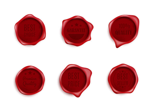 istock Premium quality red wax seals set of realistic vector illustrations isolated. 1199477588