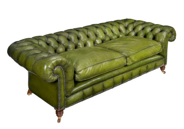 istock Classic green leather sofa isolated on white 1199478838