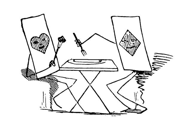 ilustraciones, imágenes clip art, dibujos animados e iconos de stock de jugando a las cartas almorzando - jack of hearts jack cards heart shape
