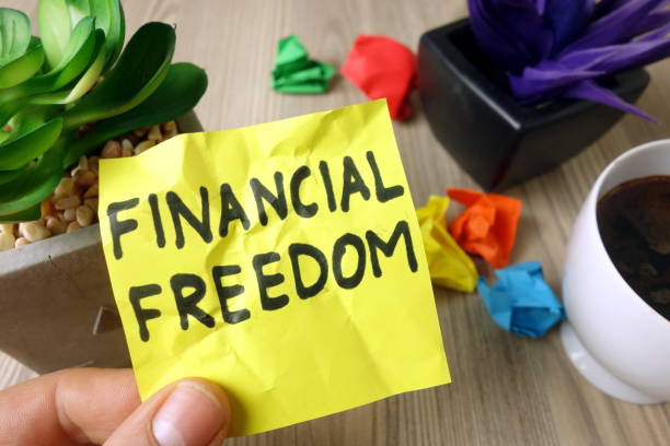 istock Text financial freedom handwritten on sticky note 1199481186