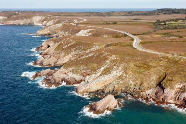 istock Cape Frehel walking trail seen from plane 1199481289